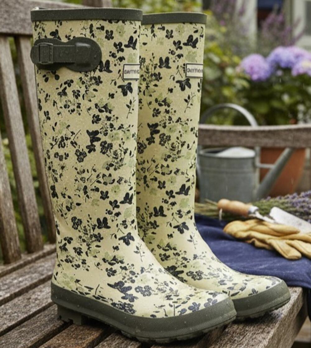 Smith & Hawken Target Women's Rubber Rain Boots Green Yellow Mid Calf Size 7